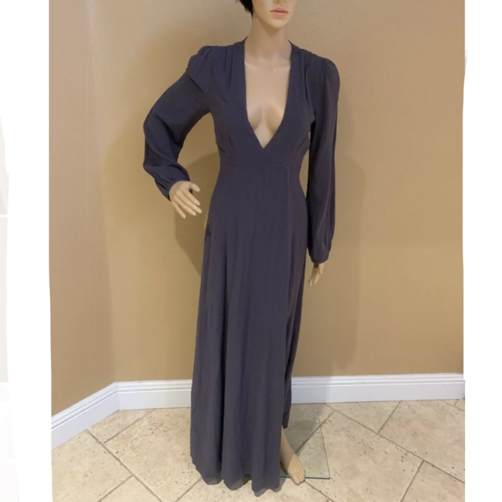 Grey Dress Deep Plunge V-neck (S)